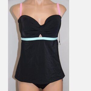 NWT Coco Rave Swimsuit Tankini 2pc set Size S 30/32C Cup Halter Jet Black